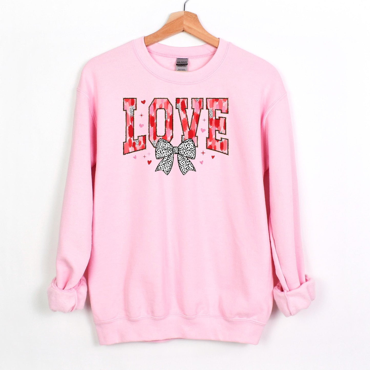 Valentine's Day Sweatshirt - Cute Love Gift Pink Polka Dot Coquette Bow Casual Joyful Moose