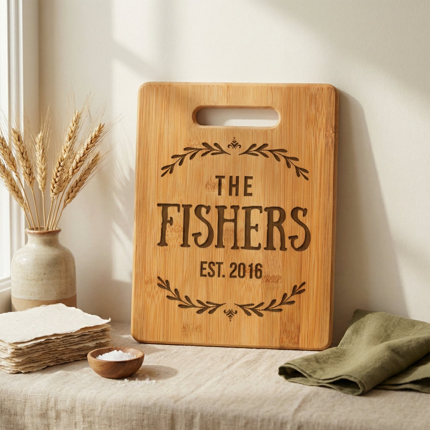 Personalized Wedding Gift Cutting Board - Custom Cutting Board for Bride & Groom Joyful Moose