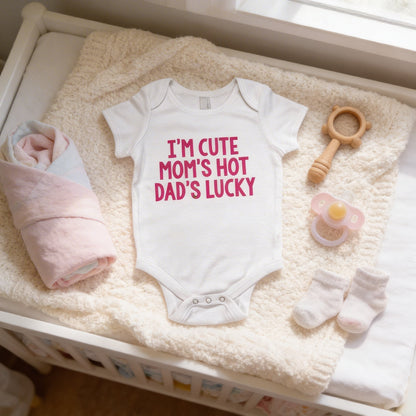 Funny Baby Girl Shirt - Newborn Baby Girl Gift - New Baby Girl Pink Outfit - Cute Hot Lucky Joyful Moose