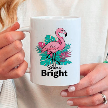 Flamingo Shine Bright Mug – Tropical Coffee Mug | Cute Flamingo Cup, Dishwasher Safe Joyful Moose