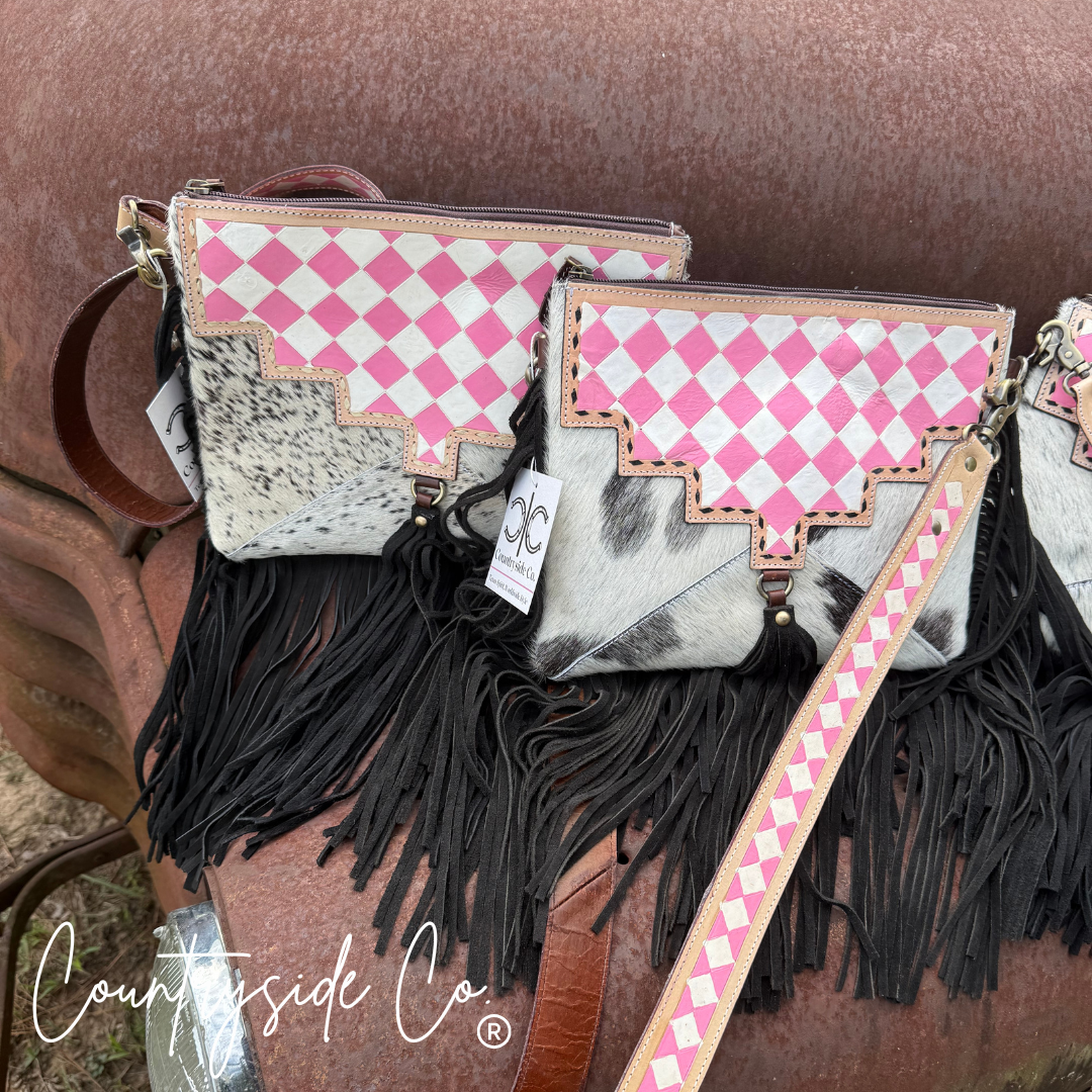 Western Dream Checkered Cowhide Purse Wild Cactus Boutique