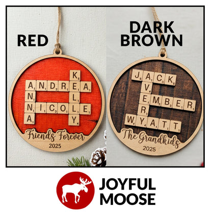 Personalized Christmas Ornament – Grandkids Names Keepsake | Gift for Grandparents Joyful Moose