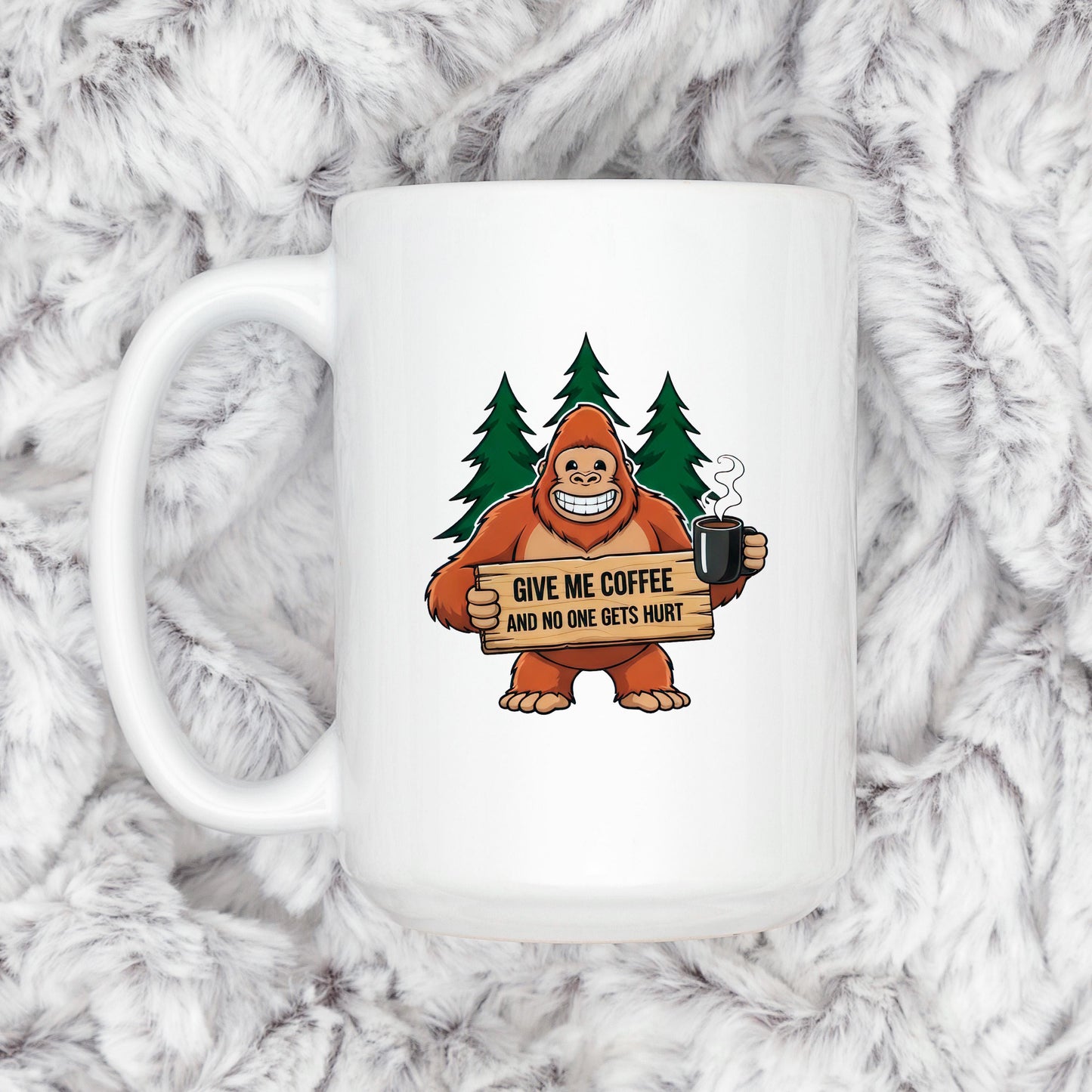Funny Bigfoot Coffee Mug – Camping Humor Mug With Humorous Coffee Quote Joyful Moose