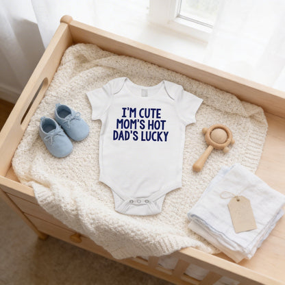 Baby Boy Gift Ideas Funny Baby Boy Shirt - Newborn Baby Boy Blue Clothing - Cute Hot Lucky Joyful Moose