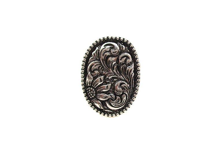 Western Flower Tooled Cuff Ring Wild Cactus Boutique