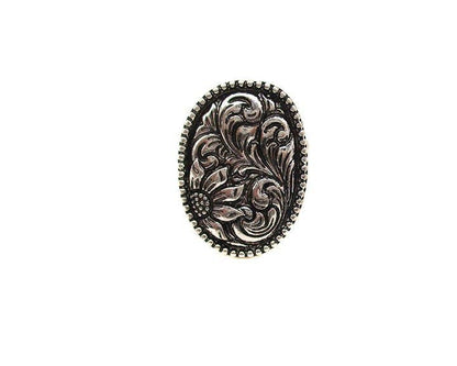 Western Flower Tooled Cuff Ring Wild Cactus Boutique