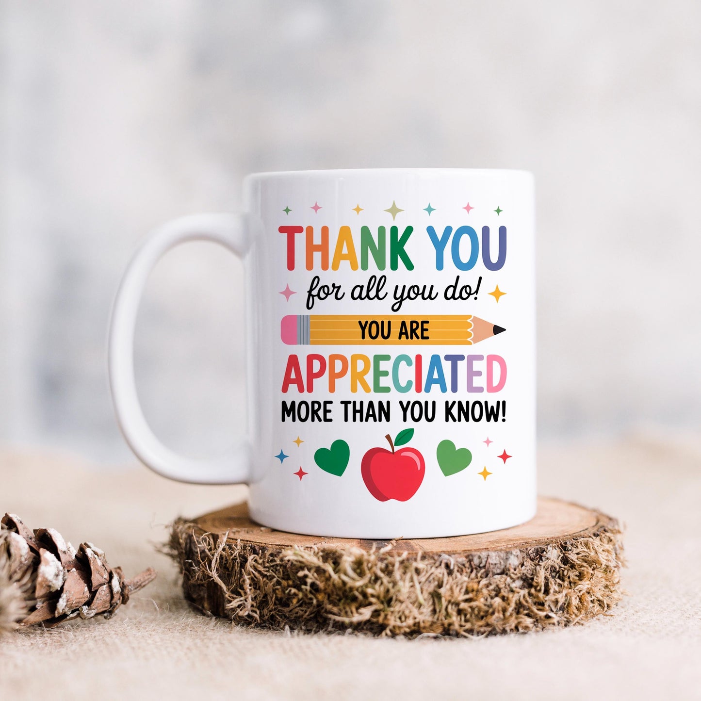 Teacher Appreciation Mug - Colorful Ceramic Coffee Cup | Thank You Gift Joyful Moose