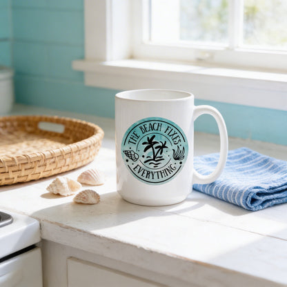 Beach Coffee Mug - Durable Ceramic Ocean Decor Mug | Large Dishwasher Safe Cup Joyful Moose