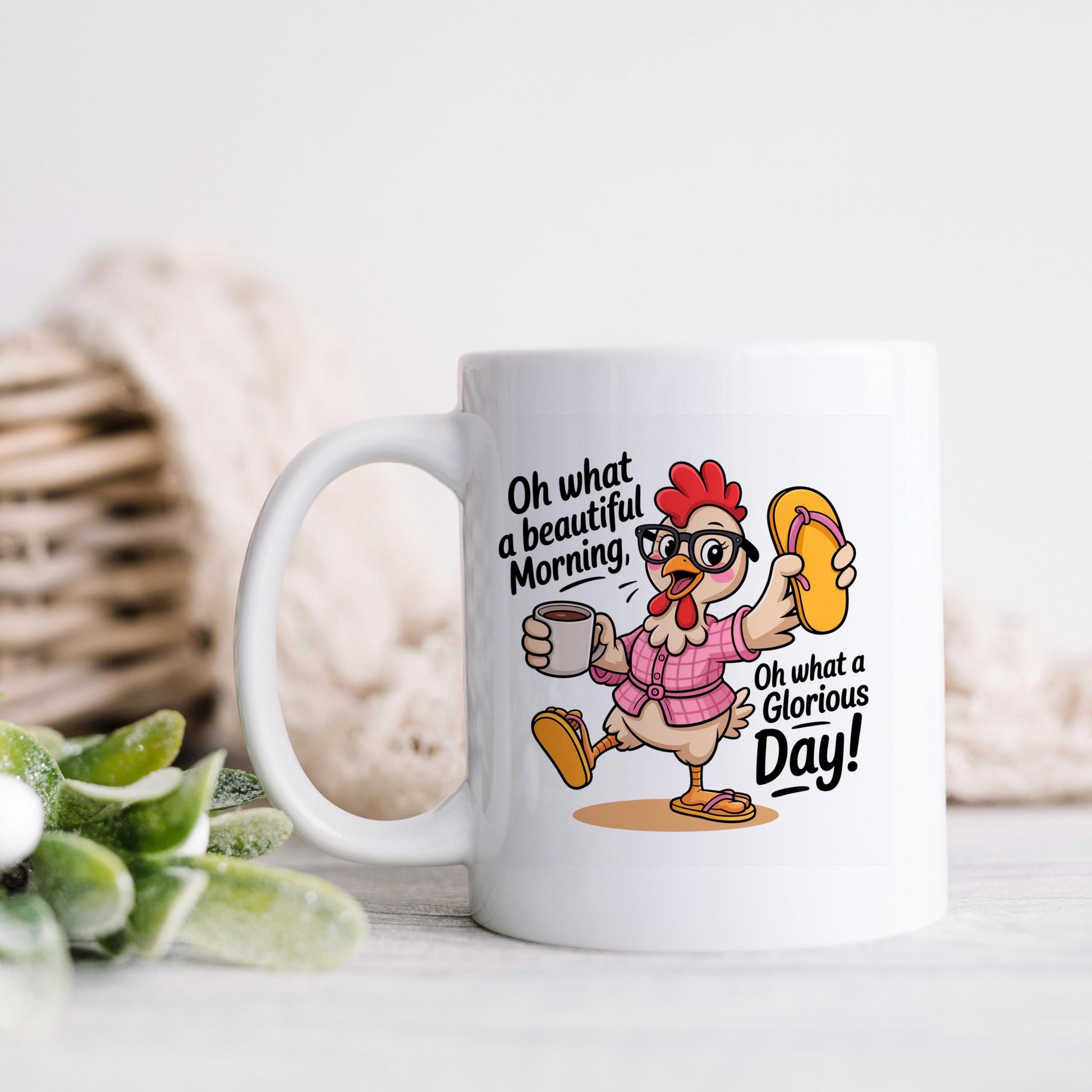 Funny Chicken Mug - Ceramic Coffee Mug, Microwave Safe Morning Cup Joyful Moose