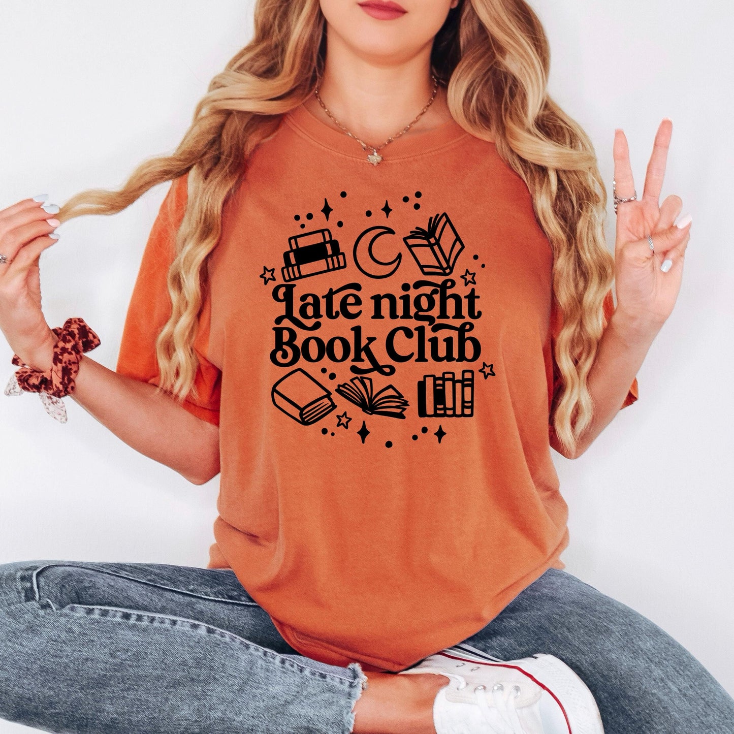 Late Night Book Club Tee – Cozy Reading Graphic Shirt | Vintage Bookish Apparel Joyful Moose
