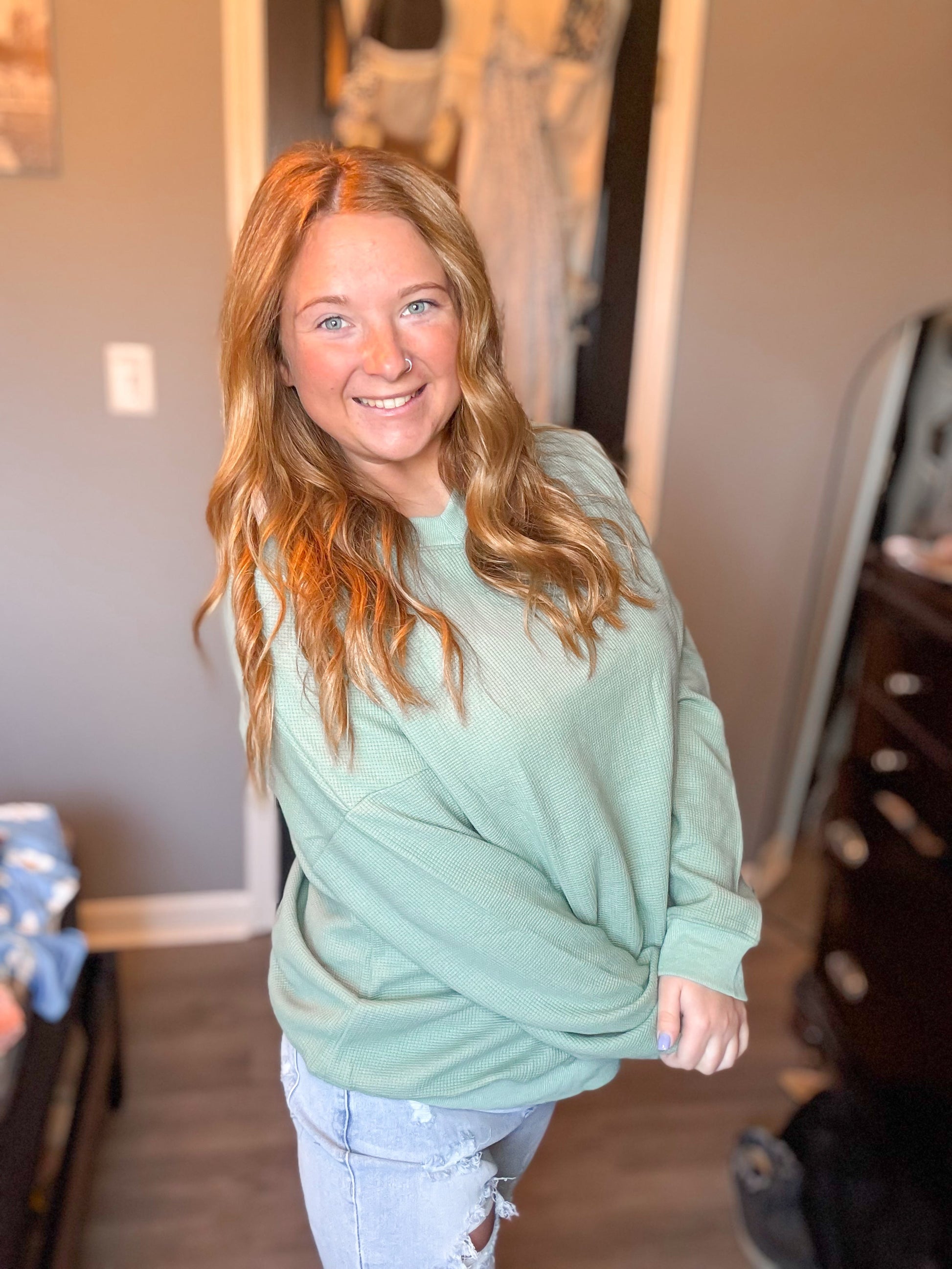 Hadley Waffle V-Neck Top Thread & Co. Boutique, LLC