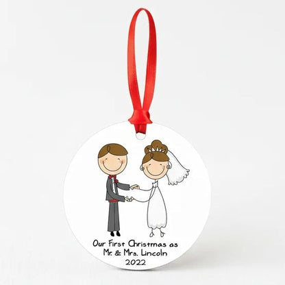 Personalized Wedding Ornament - Custom Wedding Keepsake | Newlywed Christmas Gift Joyful Moose