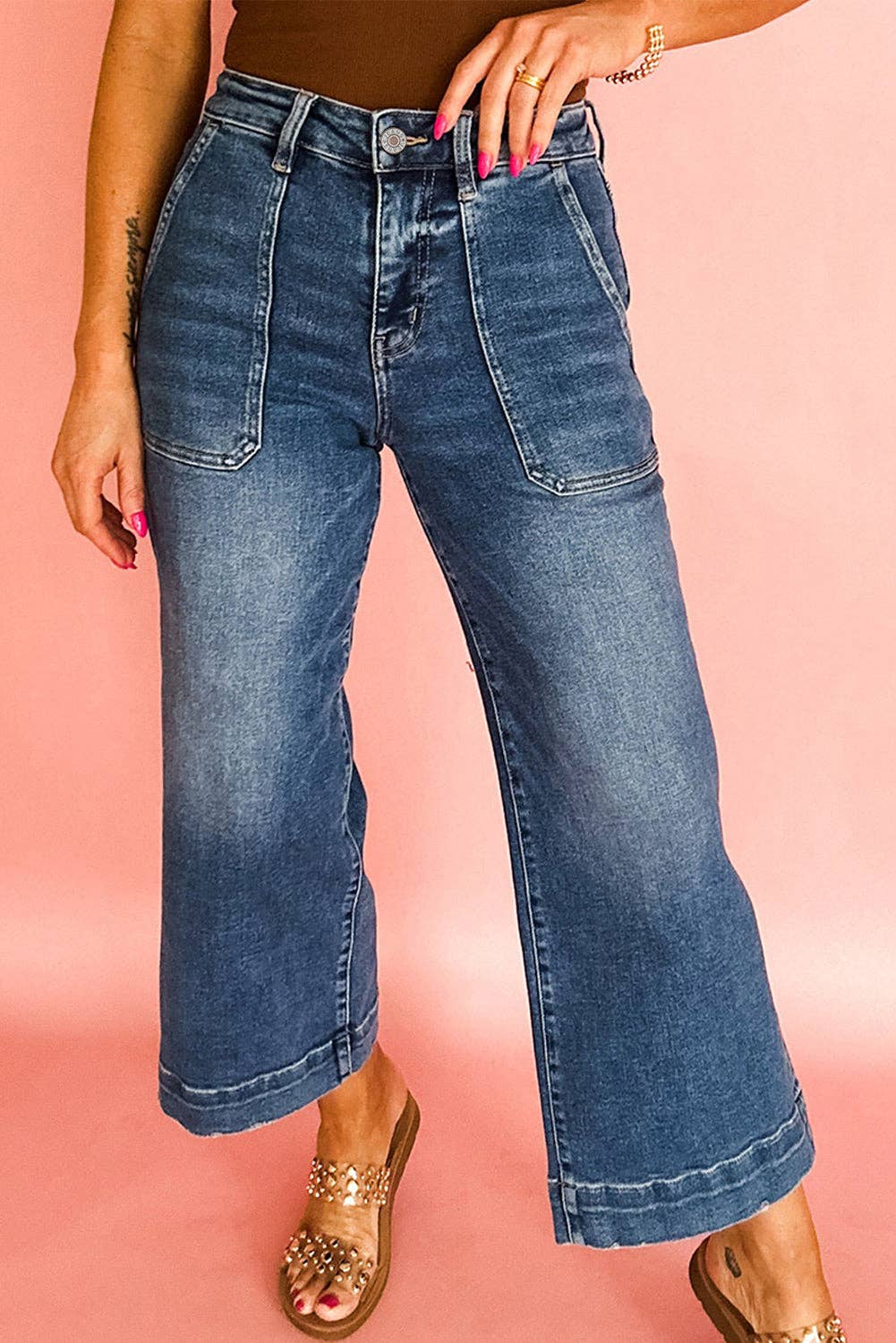 Ashleigh Blue Cropped High Rise Wide Leg Jeans Thread & Co. Boutique, LLC