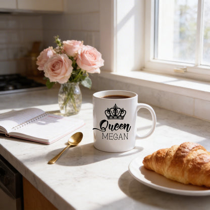 Personalized Coffee Mug for Women - Personalized Crown Coffee Mug for Her - Custom Queen Coffee Mug - Fairy Tale Gifts Joyful Moose