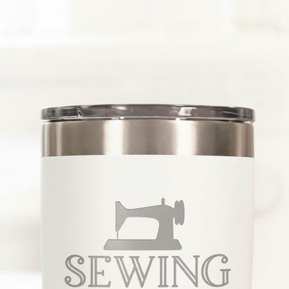 Personalized Sewing Tumbler 20 oz stainless steel insulated drinkware for crafters, hot or cold beverage travel mug, gift for sewists Joyful Moose