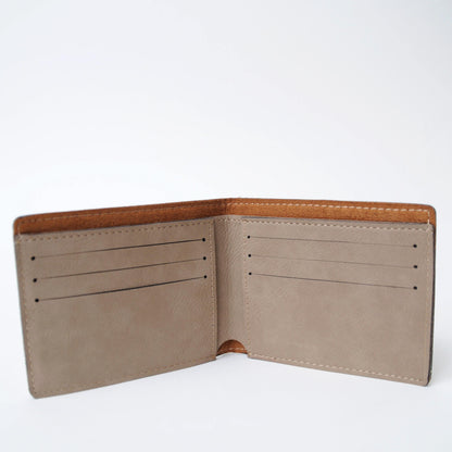 Engraved Wallet For Dad – Brown Leather Slim Bifold Wallet With Card Slots Joyful Moose