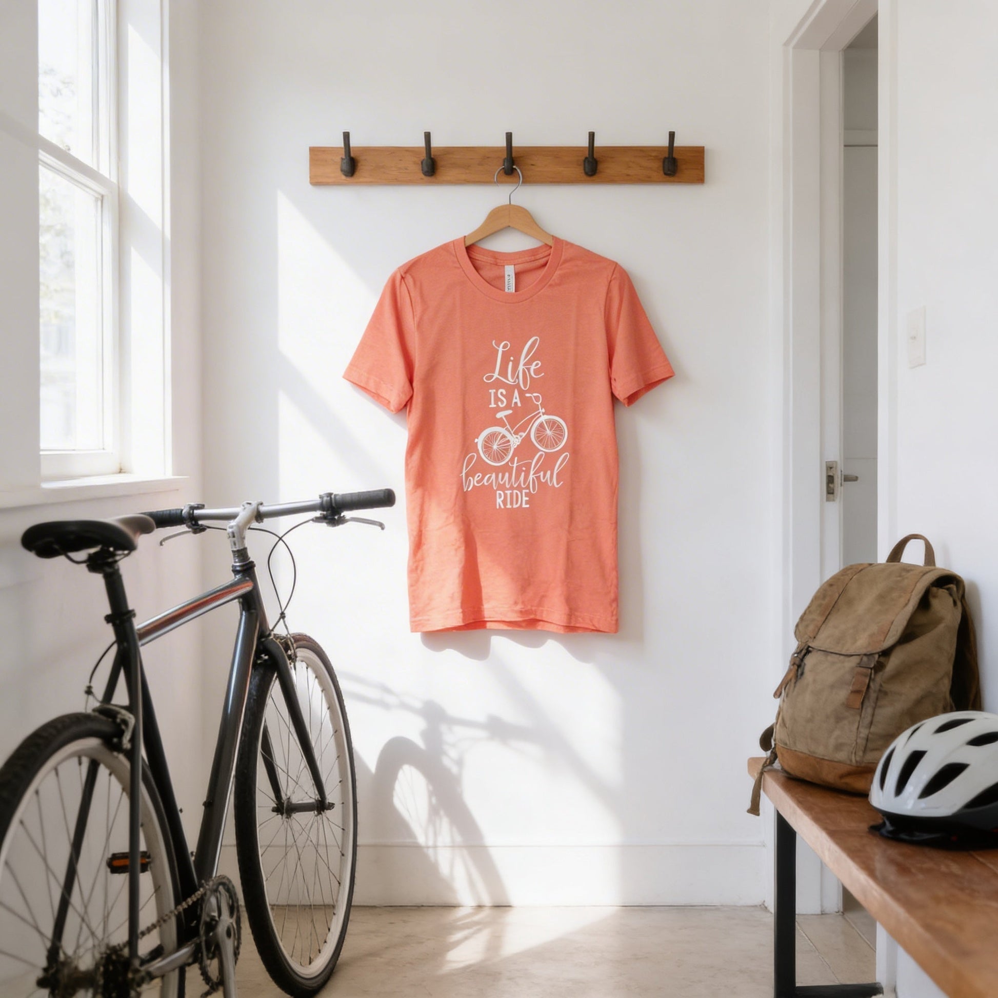 Bicycle Tshirt - Life is Beautiful Ride Quote - Graphic Tee Bicycle Gift Joyful Moose