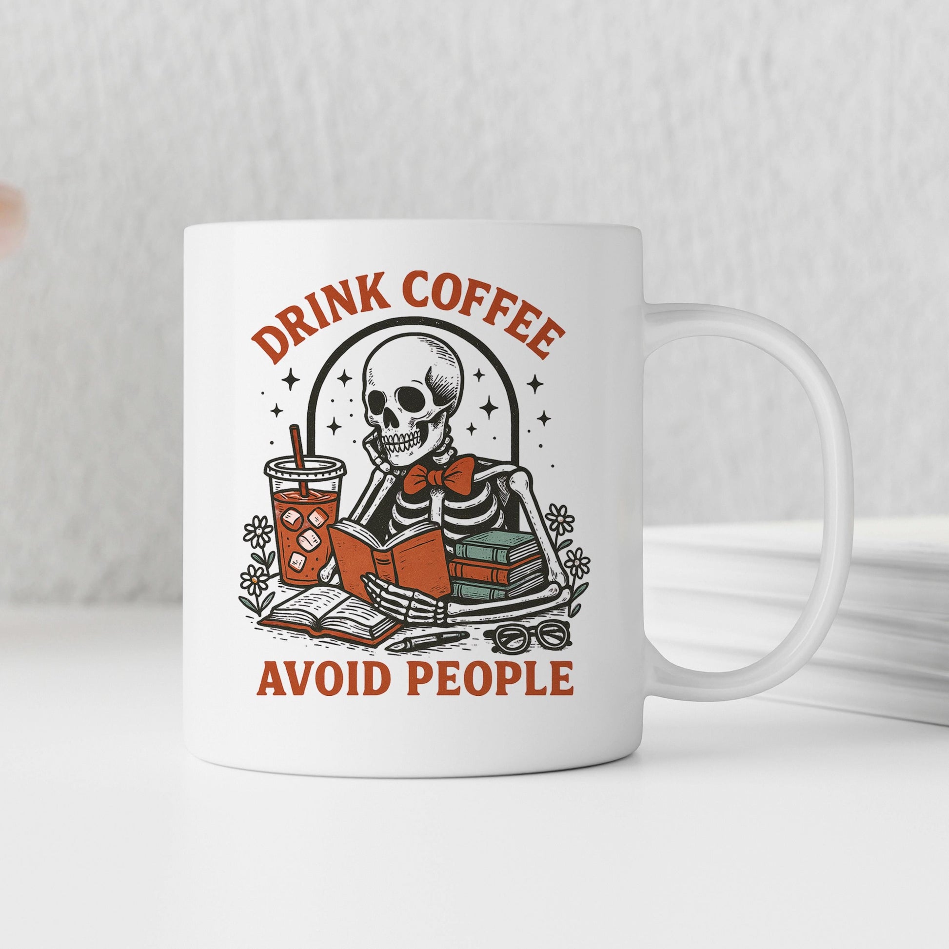 Skeleton Coffee Mug - Dark Humor Mug | Funny Coffee Cup for Introvert Gift Joyful Moose