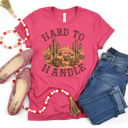 Graphic Tees Western - Hard to Handle Distressed Cactus Tee | Soft Cotton Joyful Moose