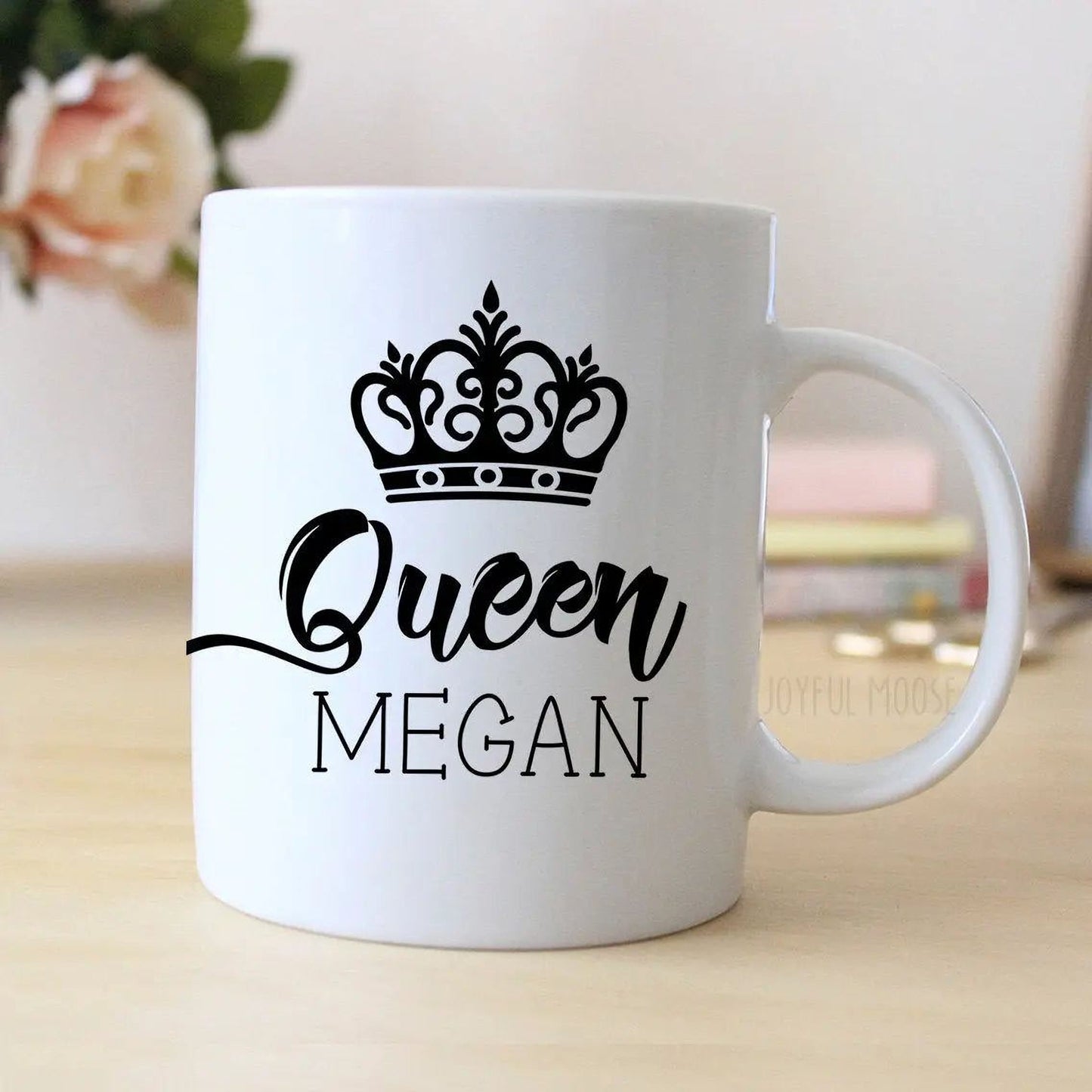 Personalized Coffee Mug for Women - Personalized Crown Coffee Mug for Her - Custom Queen Coffee Mug - Fairy Tale Gifts Joyful Moose
