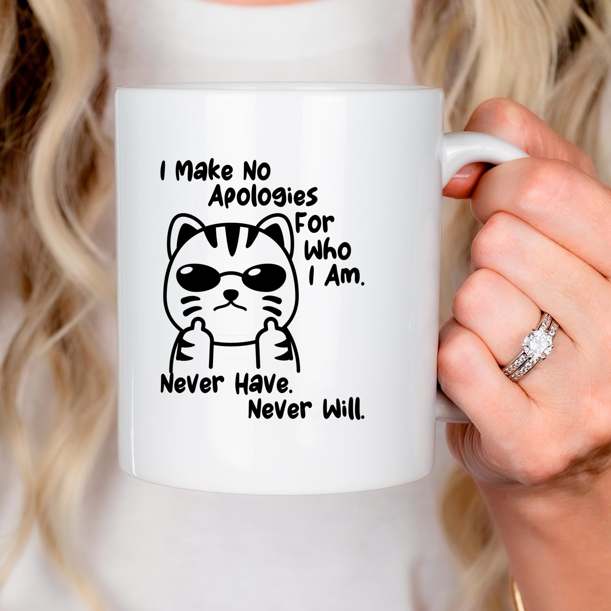 Funny Cat Coffee Mug – Ceramic 11 oz Microwave Safe Sassy Quote Mug Joyful Moose