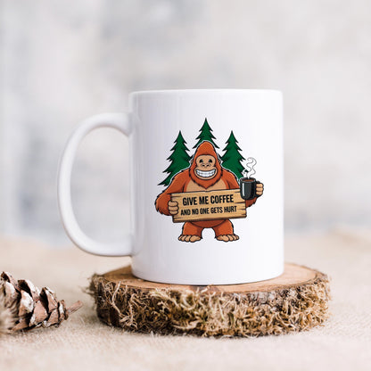 Funny Bigfoot Coffee Mug – Camping Humor Mug With Humorous Coffee Quote Joyful Moose