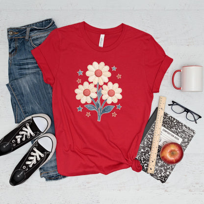 Patriotic Shirt - Floral 4th Of July Tee | Boho Retro Hippie Daisy Lover Shirt Joyful Moose