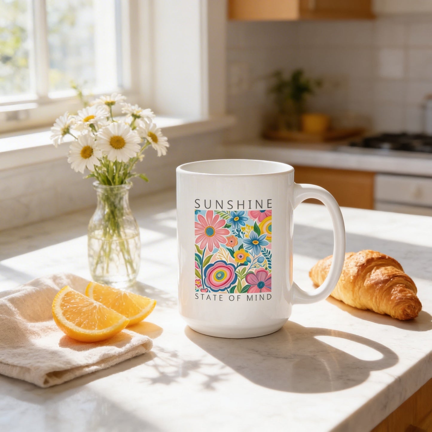 Botanical Ceramic Coffee Mug – Colorful Coffee Cup With Vibrant Floral Design Joyful Moose