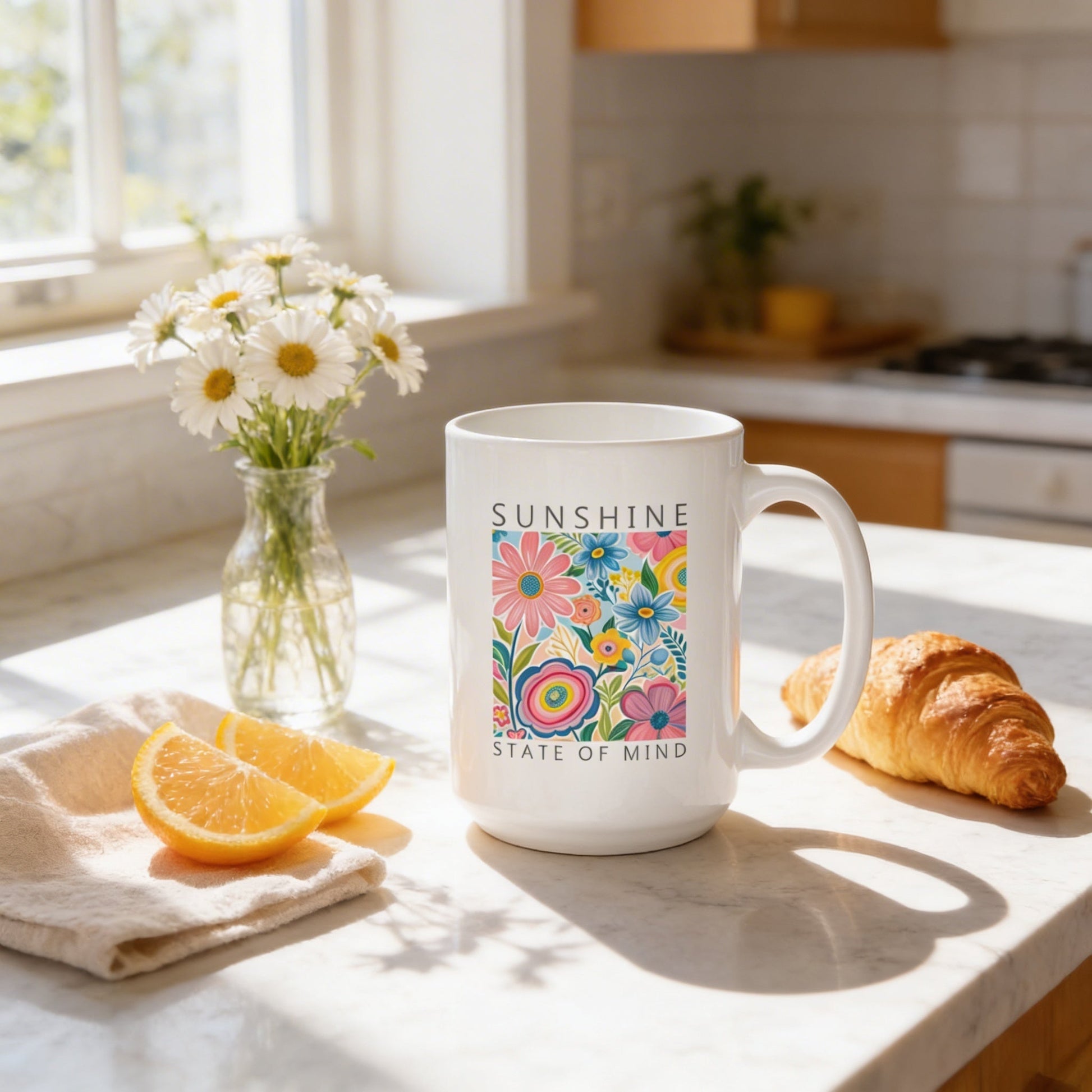 Botanical Ceramic Coffee Mug – Colorful Coffee Cup With Vibrant Floral Design Joyful Moose