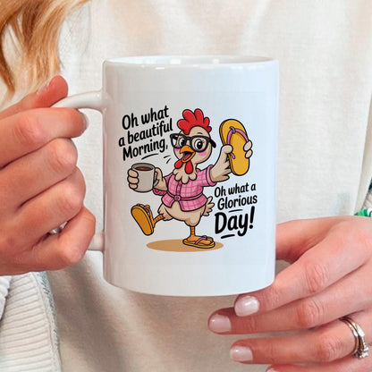Funny Chicken Mug - Ceramic Coffee Mug, Microwave Safe Morning Cup Joyful Moose
