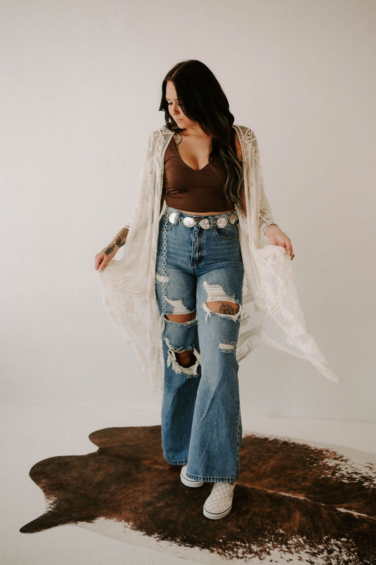 Whimsy + Lace Kimono - Natural Wild Cactus Boutique