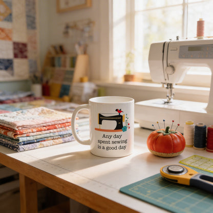 Quilters Coffee Mug - Sewing Coffee Mug - Quilting Gift - Gift for Sewer Joyful Moose