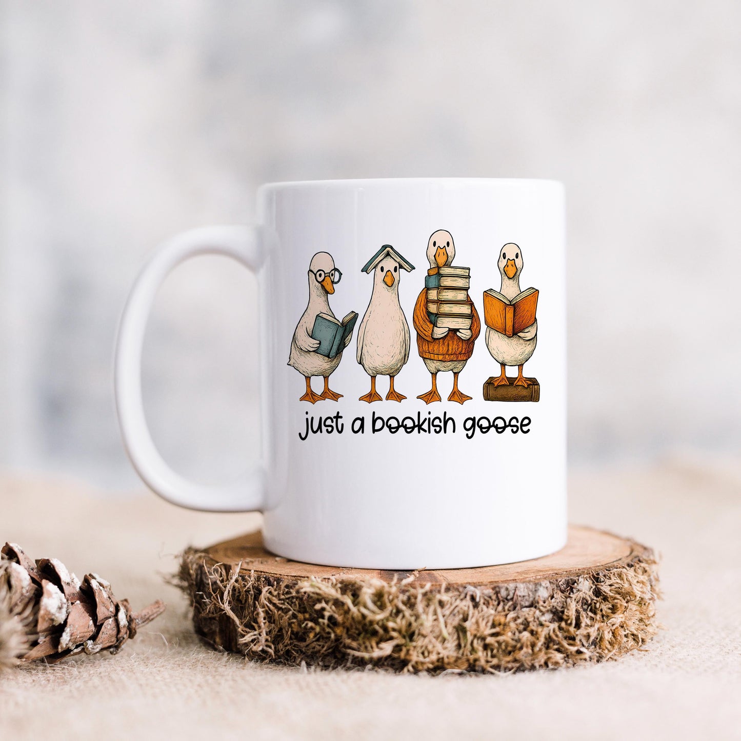 Bookish Goose Coffee Mug - Funny Book Lover Gift | Quirky Ceramic 11 oz or 15 oz Joyful Moose