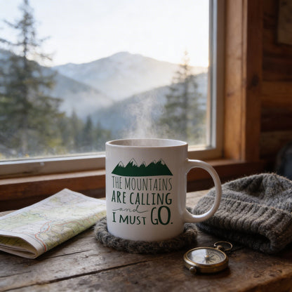 Mountain Coffee Mug – Ceramic Rocky Mountain Mug | Dishwasher Safe, Camping Gift Joyful Moose