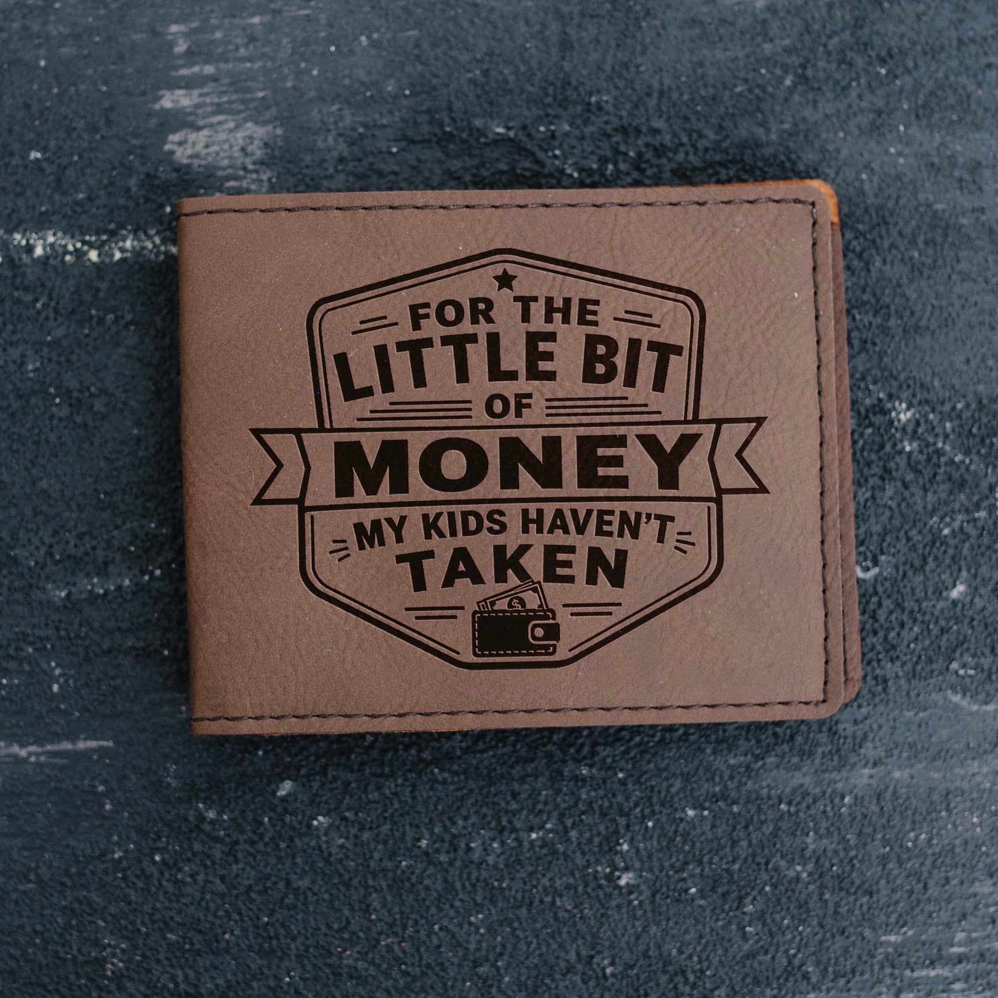 Engraved Wallet For Dad – Brown Leather Slim Bifold Wallet With Card Slots Joyful Moose