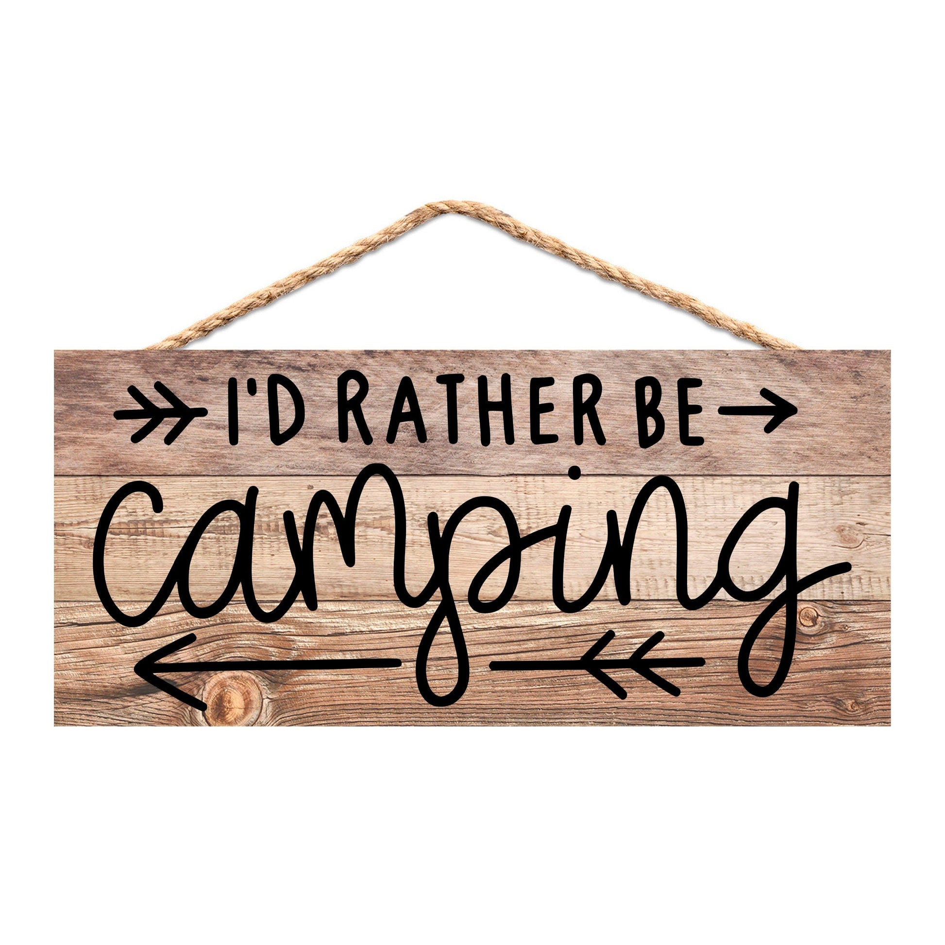 Rustic Camping Sign - I'd Rather Be Camping Wall Art | Wooden Cabin Decor Joyful Moose