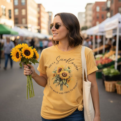 Sunflower Graphic Tee – Comfort Colors Shirt | Retro Boho Style, Soft Cotton Joyful Moose