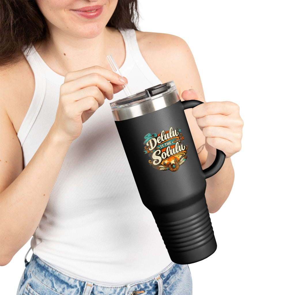 40oz Insulated Travel Mug – 'Delulu in the Solulu' Printify