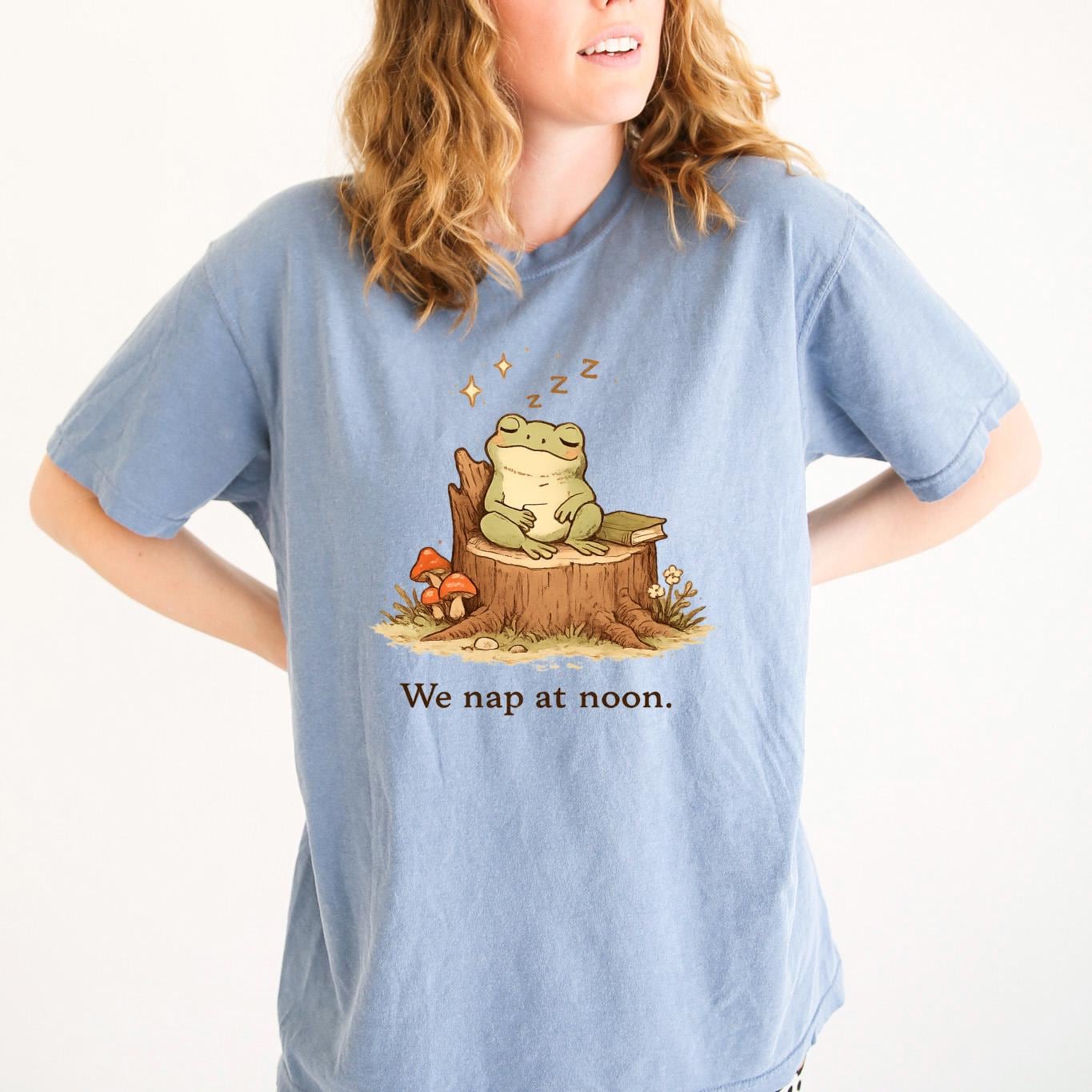 Whimsical Frog Shirt – Cute Frog Shirt With We Nap At Noon Tee, Cozy Cotton Joyful Moose
