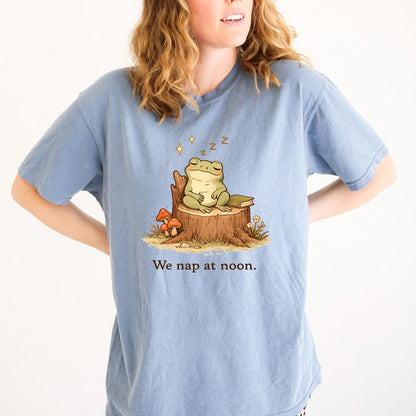 Whimsical Frog Shirt – Cute Frog Shirt With We Nap At Noon Tee, Cozy Cotton Joyful Moose
