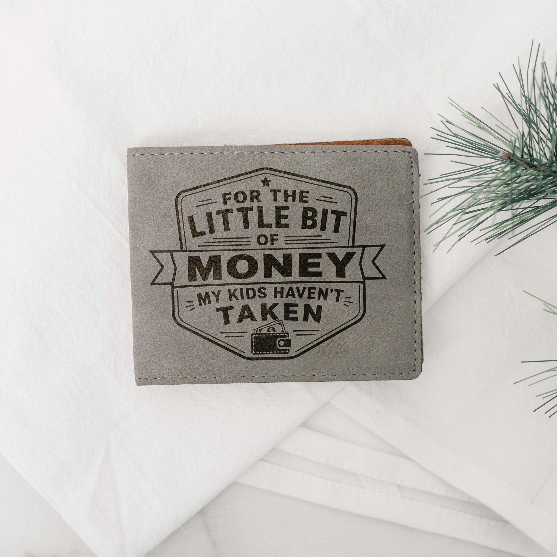 Engraved Wallet For Dad – Brown Leather Slim Bifold Wallet With Card Slots Joyful Moose