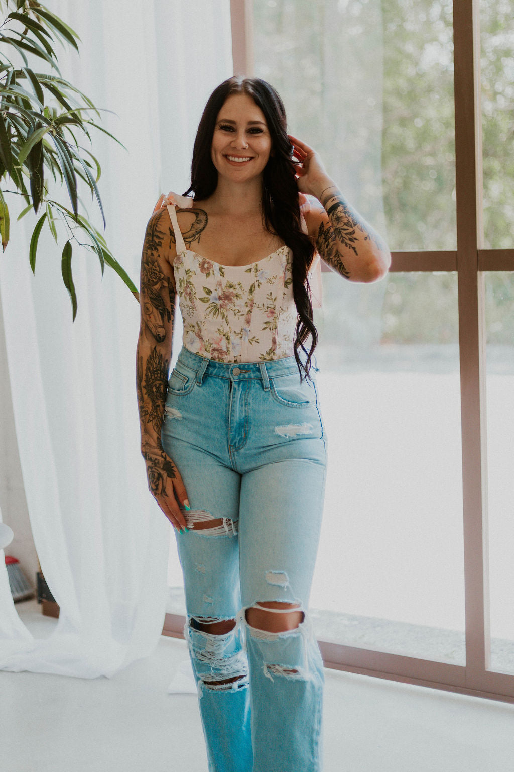 Isabella's Floral Corset Crop Top Wild Cactus Boutique
