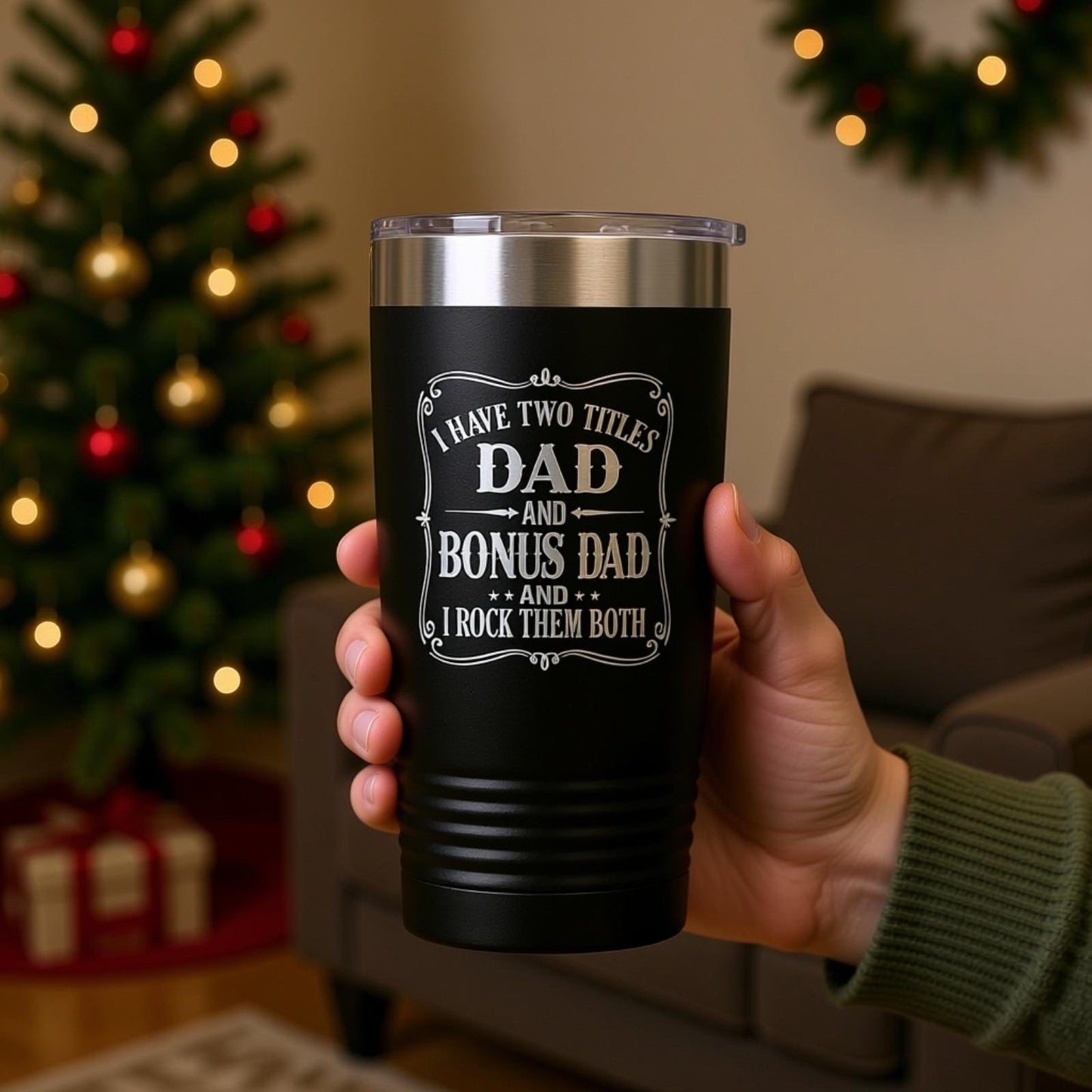 Bonus Dad Tumbler - 20 Oz Insulated Travel Mug | Father's Day Gift Joyful Moose