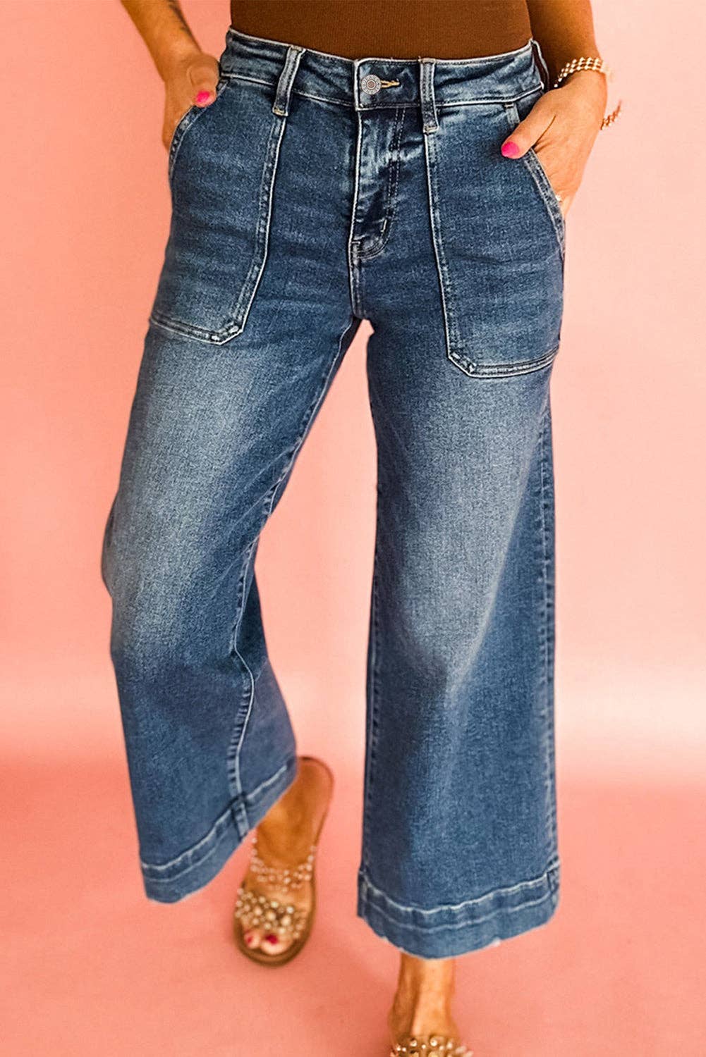 Ashleigh Blue Cropped High Rise Wide Leg Jeans Thread & Co. Boutique, LLC