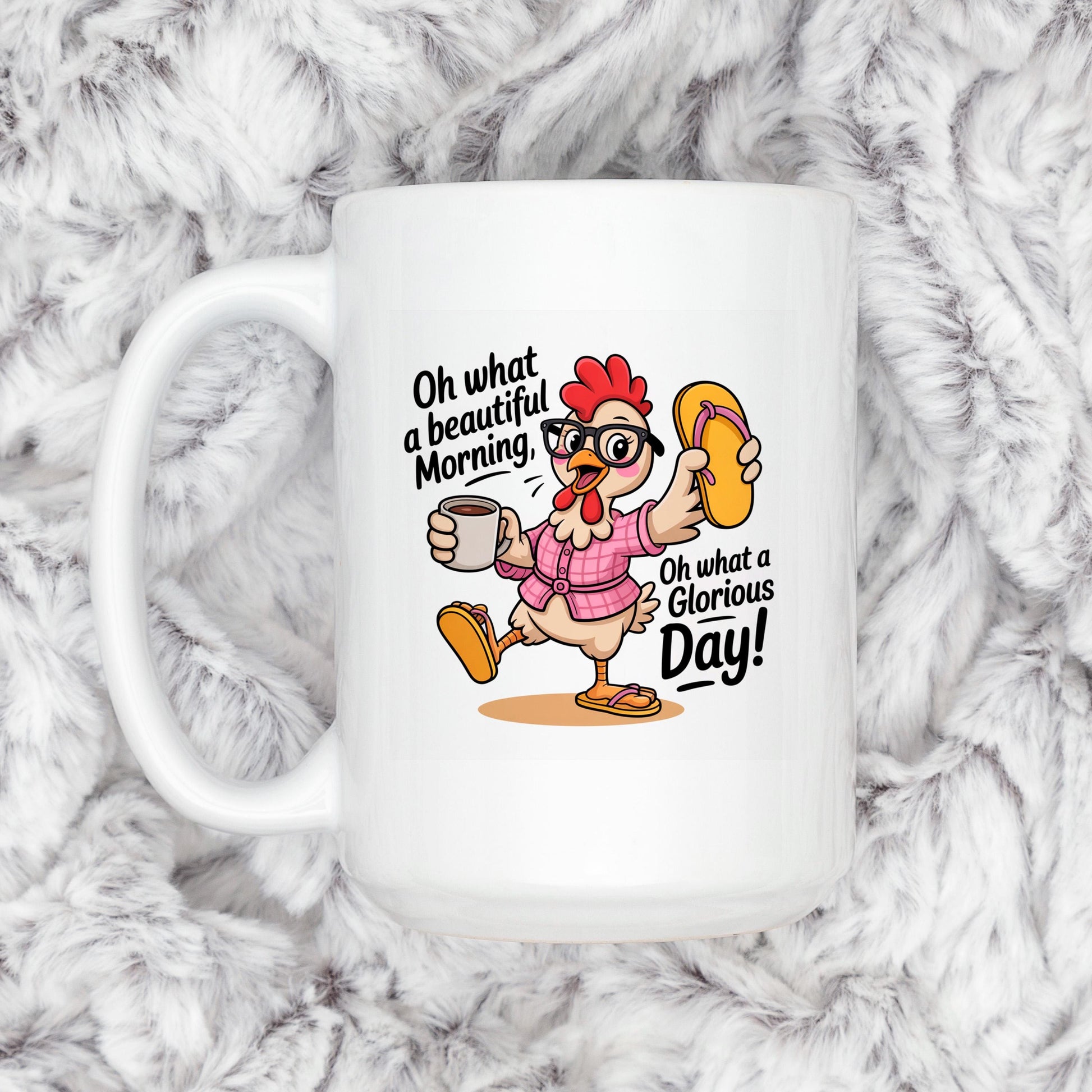 Funny Chicken Mug - Ceramic Coffee Mug, Microwave Safe Morning Cup Joyful Moose