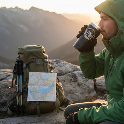 Personalized Camping Tumbler – Insulated Travel Mug with Mountain Stars Design Joyful Moose