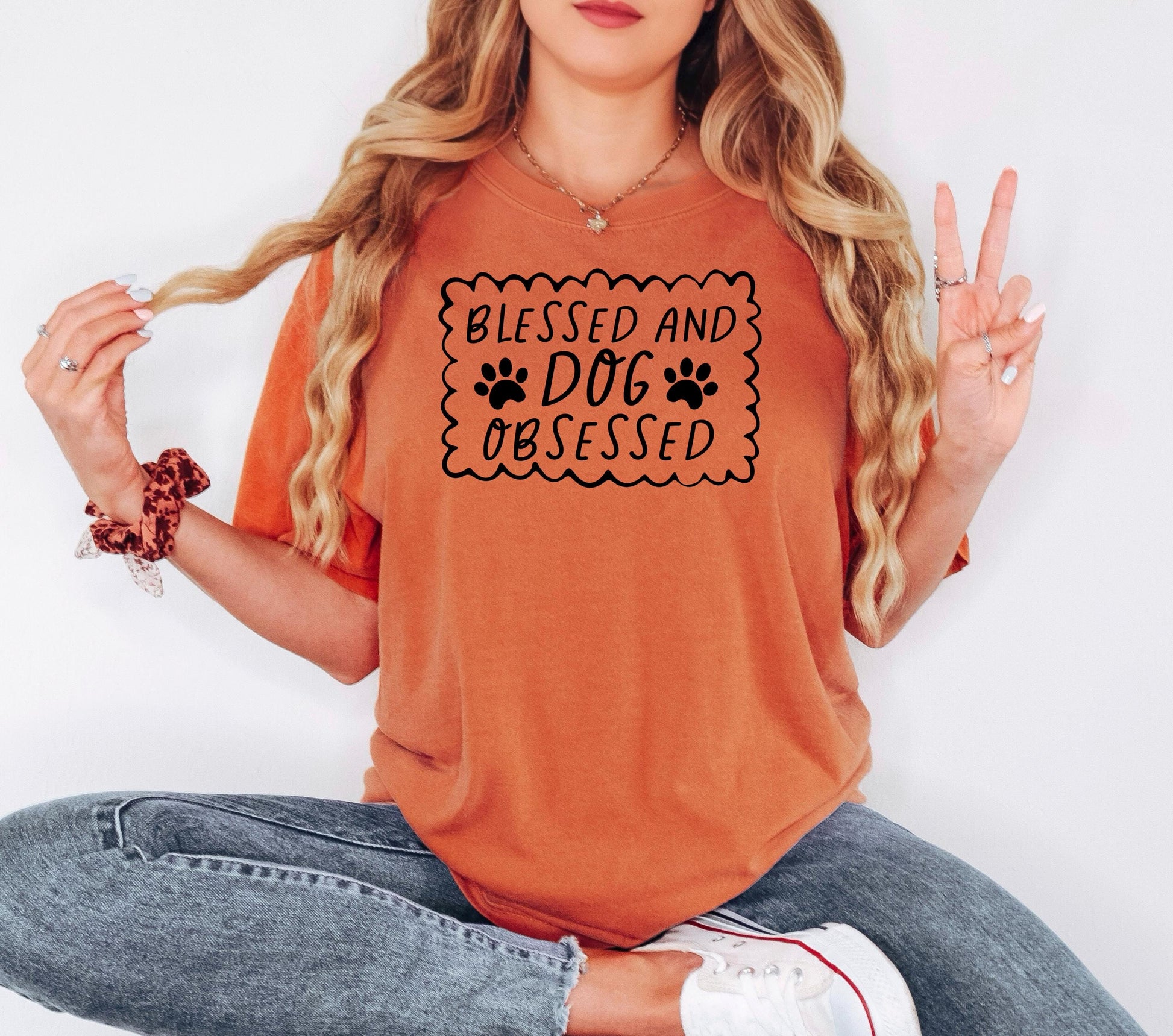 Dog Lover T-Shirt - Blessed & Dog Obsessed Comfort Colors Tee With Paw Prints Joyful Moose