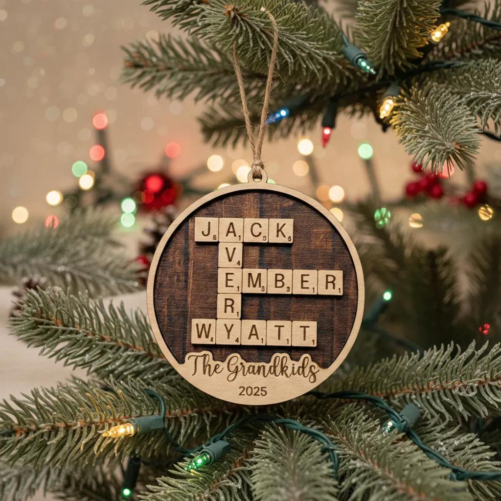 Personalized Christmas Ornament – Grandkids Names Keepsake | Gift for Grandparents Joyful Moose