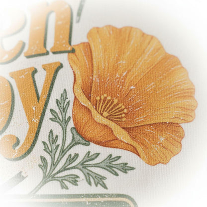 California Poppy Shirt - Retro Travel Tee | Soft Cotton Botanical Print Joyful Moose