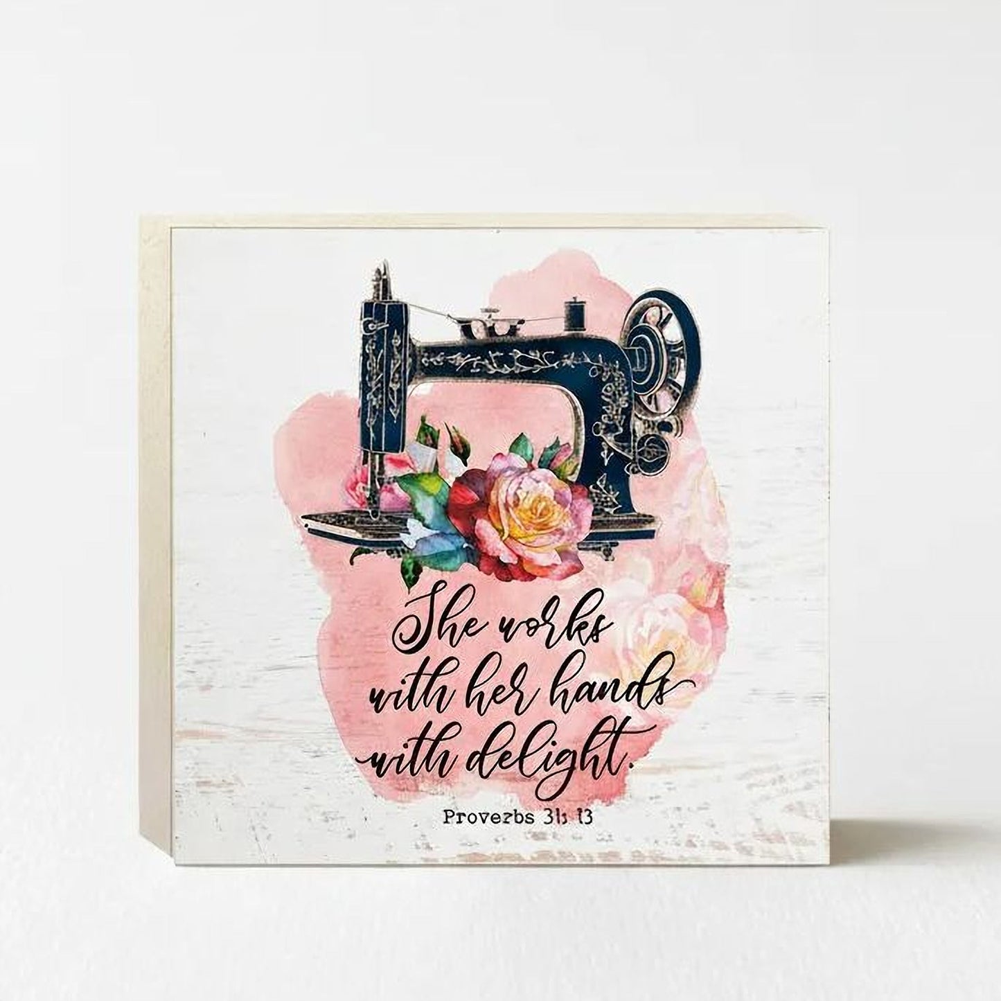 Proverbs 31 Wall Art - Sewing Machine Room Decor - Crafting Room Sign Joyful Moose